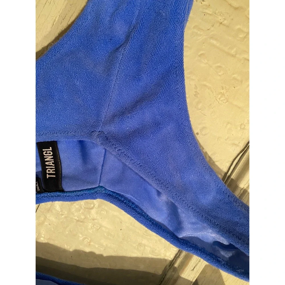 Triangl Bandeau Bikini Two-Piece Set Size Small Royal Blue Velvet Swimwear